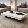 Mesa de Café Flotante Cuadrada de Lujo Ligero Minimalista Italiano Mármol Marrón Venecia Sala de Estar Hogar
