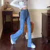 Jeans rectos elásticos de talle alto para mujer talla extra con figura de pera, nuevo modelo 2026, pantalones de campana adelgazantes para mujeres talla extra