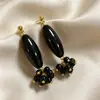 Pendientes negros clásicos vintage de la serie Middle Ancient, de plata 925, estilo frío, con personalidad de alta gama, accesorios para mujer.