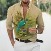 Estação Independente Europeia e Americana Transfronteiriça Masculina Nova Camisa Quente Personalizada Impressão Digital 3D Manga Longa Casual Tendência Top