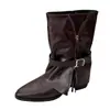 Botines estilo retro francés 2026 con tacón grueso y punta fina, versátiles y a la moda para mujer, nueva colección otoño e invierno