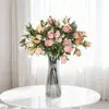 Arreglo de flores artificiales estilo europeo de 7 cabezas de rosa retro para el hogar, sala de estar, mesa de comedor, decoración de jarrón y centro de mesa floral