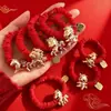 Goma para el pelo hecha a mano de color rojo, tamaño grande, estilo nuevo, cuerda de pelo del Año del Caballo, goma para el pelo de mujer, banda elástica, accesorio para el pelo, anillo para el pelo, accesorio para la cabeza