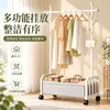 Perchero de pie para comercio exterior, perchero vertical simple para dormitorio del hogar, entrada de puerta, almacenamiento integrado con ruedas, almacenamiento