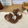 Pantuflas de Felpa con Suela Gruesa de Dibujos Animados Lindas para Niños, para Interiores, Otoño/Invierno 2026, Nuevas, para Niñas y Bebés, con Punta Abierta