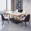 Nuevo Estilo Moderno Estilo Lujo Ligero Italiano Mesa de Comedor de Tablero de Roca Hogar Apartamento Pequeño Restaurante Mesa Rectangular Moderna Simple de Gama Alta