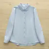 Venta Directa de Fábrica Camisa de Mujer Manga Larga Algodón Puro Cuello Redondo Pequeño Primavera y Otoño Camisa de Mujer Manga Larga Cuello de Muñeca Fresca y Dulce