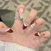 Haverá gato veludo vermelho floco de neve Natal outono inverno Ano Novo explosões blush manicure francesa armadura de mão usada