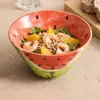 Tazón de Sandía con Cara Sonriente de Fábrica Tazón Doméstico para Sopa y Fideos Tazón de Ensalada Creativo Comercial de Color Bajo Esmalte Tazón de Arroz Lindo para Uso Personal