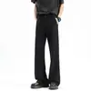 Pantalones Rectos de Verano Negros con Caída para Hombre, Pantalones de Corte Limpio con Ligero Acampanado para Hombre, Pantalones Casuales Finos para Traje