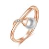 Moda elegante Micro-incrustado Zircon Bow Pearl Opening Ring Mulheres Pequenas Commodities Explosões Transfronteiriças Atacado
