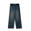 Calça Jeans Branca EVERTRUE Feminina 2024 Início da Primavera Estilo Coreano Cintura Alta Wide Leg com Cinto 66330