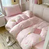 Pacote pronto para morar~ Conjunto de três peças de roupa de cama 100% algodão para dormitório universitário, conjunto de seis peças de algodão puro estampado INS para camas de solteiro de 0,9m