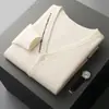 Nuevo Suéter de Lana Gruesa de Cuatro Capas Otoño/Invierno para Hombre Hombro Caído Cuello en V Cardigan Casual con Cordón Chaqueta de Punto Top de Cachemira