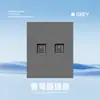 Asia Central Rusa Tipo 86 Interruptor Socket Estándar Europeo, Panel Gris Estilo Ruso, Control Único, Ignífugo, Enchufe Estilo Ruso