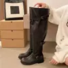 Botas de trabajo de caña alta con tacones gruesos, aspecto vintage desgastado, otoño/invierno 2026, hebilla de cinturón, caña larga, talla grande, botas de caballero, botas de motocicleta, estilo nuevo