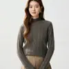Bai Cai Rong Suéter de Punto de Cable de Cuerpo Entero de Cachemir Prenda Base para Mujer Manga Larga Cuello Medio Alto Holgado Cálido Agradable para la Piel