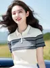Nueva Camisa Polo Juvenil de Verano, Elegante y Hermosa para Mujer, Diseño Único con Acabado de Alta Gama, Tendencia de Camiseta de Manga Corta con Bloques de Color