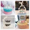 Decoración de Pastel Corona de Diosa Tanabata Cumpleaños Enchufe de Cristal Cisne de Plumas Reina Corona de Perlas Adornos