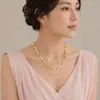 Joyería transfronteriza europea y americana moda geométrica cadena de cuentas de cobre collar apilado para mujer simple geométrica cadena de lentejuelas collar de círculo