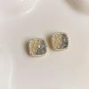 Aretes de Cristal de Vidrio Gradiente de Moda para Mujer, Aretes Pequeños Frescos Estilo Coreano, Aretes de Zirconia Versátiles de Nicho de Alta Gama