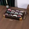 Bandeja de Almacenamiento de Cuero con Grano de Madera Vintage en Stock para Joyería, Pulseras de Cristal, Accesorios y Bandeja de Exhibición para Cuentas de Oración Budistas