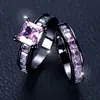 Anillo de Dos Piezas Rongxing Estilo Europeo y Americano Transfronterizo Piedra Principal Cuadrada Opciones Multicolor Decoración de Boda y Fiesta Joyería de Mano