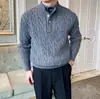 Clássico Design Dois em Um Outono/Inverno Camada Dupla Gola Meia-Alta Textura Torcida Aconchegante e Espesso Suéter de Tricô para Homens