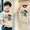 Camiseta base de rayas para niño, de algodón puro, manga larga, estilo nuevo para primavera y otoño