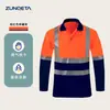 Camisas tipo polo reflectantes de manga larga y corta En20471 con logo personalizado para sitios de construcción, campos petroleros, minería, camisetas de secado rápido, ropa de trabajo