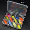 Juego de lentejuelas Luya con forma de cuchara, lentejuelas de colores con forma de boca de caballo, 12 unidades, cebo duro, cebo falso, cebo metálico, equipo de pesca