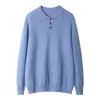 Suéter masculino de cashmere, adequado para outono e inverno, estilo business casual, alta elasticidade, tamanho grande, camisa de manga longa, gola polo, camisa de malha