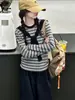 Conjunto de Camiseta a Rayas y Pantalones Anchos para Niñas 2026 Otoño Nuevo Estilo Casual Top de Manga Larga y Pantalones de Algodón para Niños Mayores