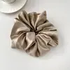 Goma para el pelo satinada brillante color crema para niñas, estilo perezoso, dulce y de alta elasticidad para moño para mujeres