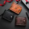 Cartera de Cuero para Hombre Bifold con Broche de Presión Portatarjetas Bolsillo para Efectivo Cartera de Moda Novedosa