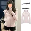 Jaqueta Moletom Nova de Manga Comprida com Capuz para Primavera e Outono Feminina Outono e Inverno Zíper Slim Curto Esportivo Cardigan Top