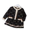 Conjunto de suéter infantil de otoño para niña, cárdigan de punto estilo Chanel, falda, conjunto de dos piezas, vestido de moda