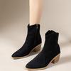 Botas de Tacón Alto con Punta Fina de Gran Tamaño para Mujer, Exportación Europea y Americana, Tacón Grueso Transfronterizo, Cremallera Lateral, Botas de Caballero Retro Deseo
