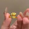 Anillo de mariposa dorada con método antiguo para mujer, diseño de nicho, ligero, lujoso, elegante, a la moda, dulce, combinable con todo, anillo de flores.