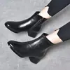 Nuevas Botas Cortas de Moda Estilo Británico Marrón Negro con Felpa Otoño Invierno para Mujer 2026 Estilo Caliente Tacón Grueso Punta Redonda Botas Martin