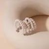 Clip de hueso de oreja de perlas de imitación estilo francés sin oreja, pendientes multicapa de cuentas, estilo retro simple, temperamento nicho de alta gama para mujeres