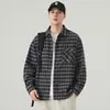 Camisa de manga larga para hombre, primavera y otoño, moderna, retro japonesa, bloques de color, cuadros, holgada, casual, chaqueta tipo camisa de trabajo
