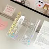 Fichário de argolas duplas A7 com design de estrela cortado a laser, capa macia transparente de PVC, clipe colorido, álbum de fotos de folhas soltas, ideal para guardar fotos de ídolos e colecionáveis