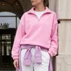 Sudadera casual de calle europea y americana, color liso, con cuello, diseño de invierno 2026, chaqueta holgada de forro polar, ropa para mujer