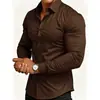 Camisa de vestir para hombre de corte cruzado muscular, ropa de trabajo profesional sin arrugas, camisa transpirable de manga larga antiarrugas