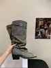 Botas de moda Chuyuji estilo coreano de punta, plisadas, apiladas, 2026, nuevas, sin cordones, altas, con tacón grueso, para montar, para mujer