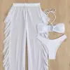 Trajes de baño nuevos 2024 Estampado Europeo y Americano Pantalones de Playa Bikini Sexy para Mujer Traje de Baño Dividido Traje de Baño de Tres Piezas