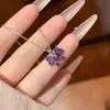 Nuevo collar de mariposa de circonita de colores en acero de titanio para mujer con elementos de corazón, diamantes rosas y morados, cadena para la clavícula, joyería de alta gama