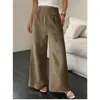 Pantalones holgados de pierna ancha de cintura alta para mujer, nuevo estilo de verano, pantalones largos casuales de color liso con textura de algodón y lino, versátiles pantalones de largo hasta el suelo