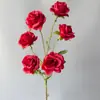 Flores Artificiais, Decorações com Flores Artificiais, Rosas Artificiais, Rosas Pequenas de Seis Cabeças, Entrega Transfronteiriça de Flores Artificiais, Flores Artificiais, Flores Decorativas